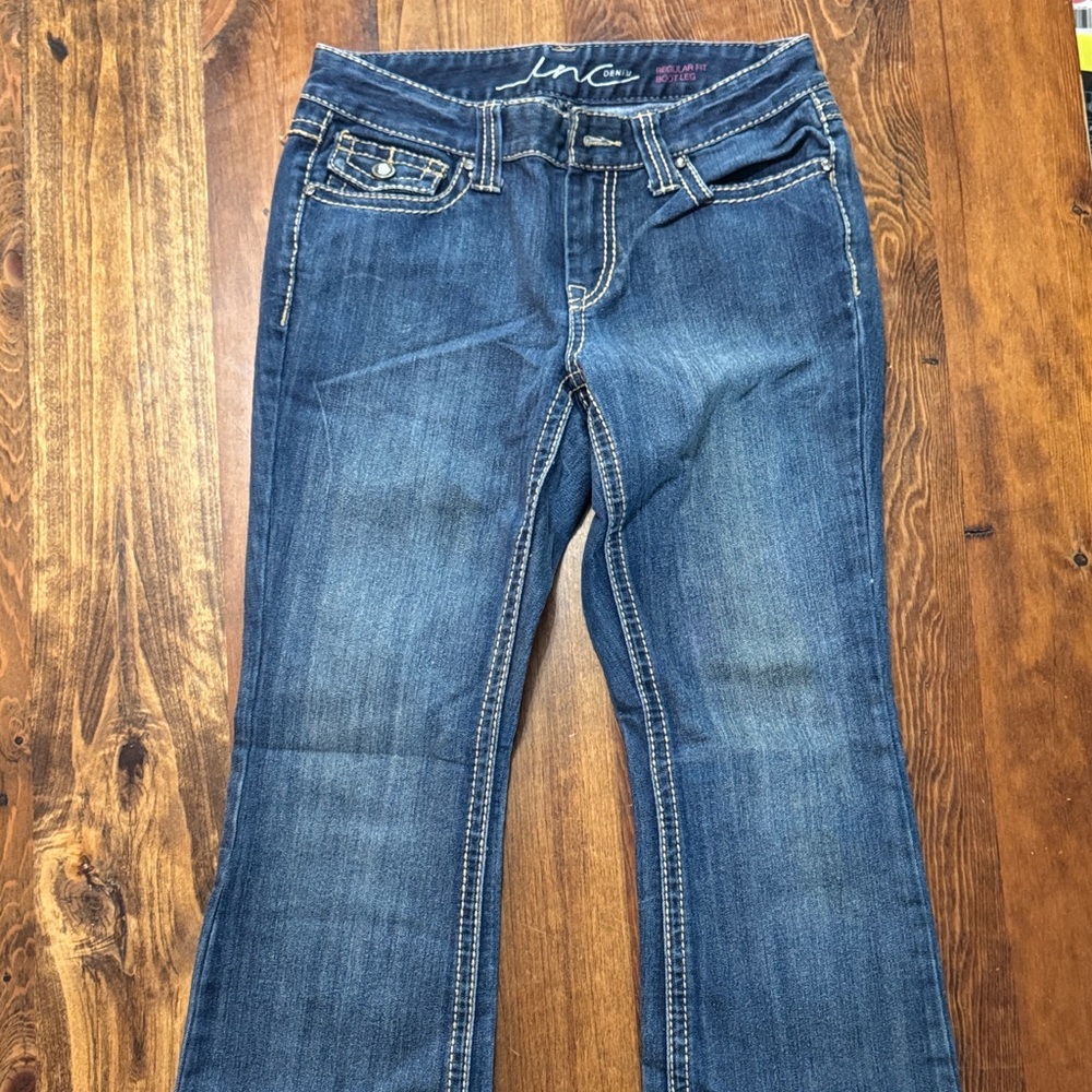 INC International Concepts Dark Blue Boot Cut Jeans